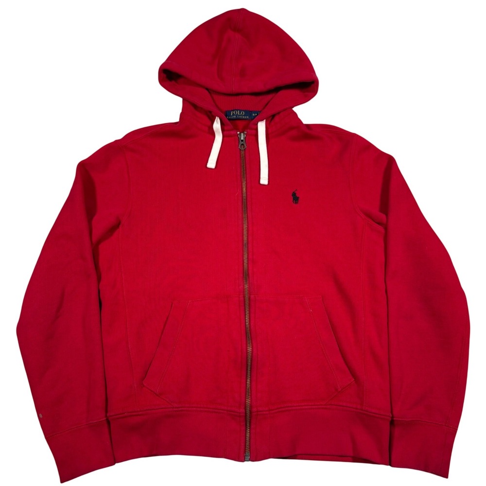 Polo Ralph Lauren Zip Up Hoodie Mens Small Red Embroidered Pony Preppy Sporty